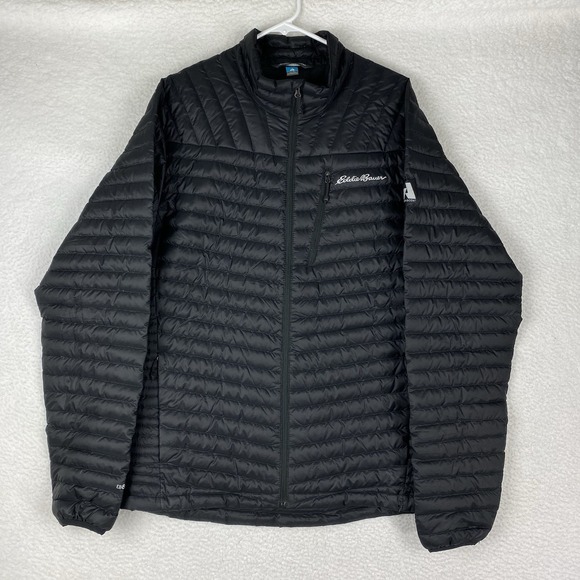 Eddie Bauer Jacket Mens L Tall Black First Ascent Goose Down EB800 Puffer Pertex - Picture 1 of 16